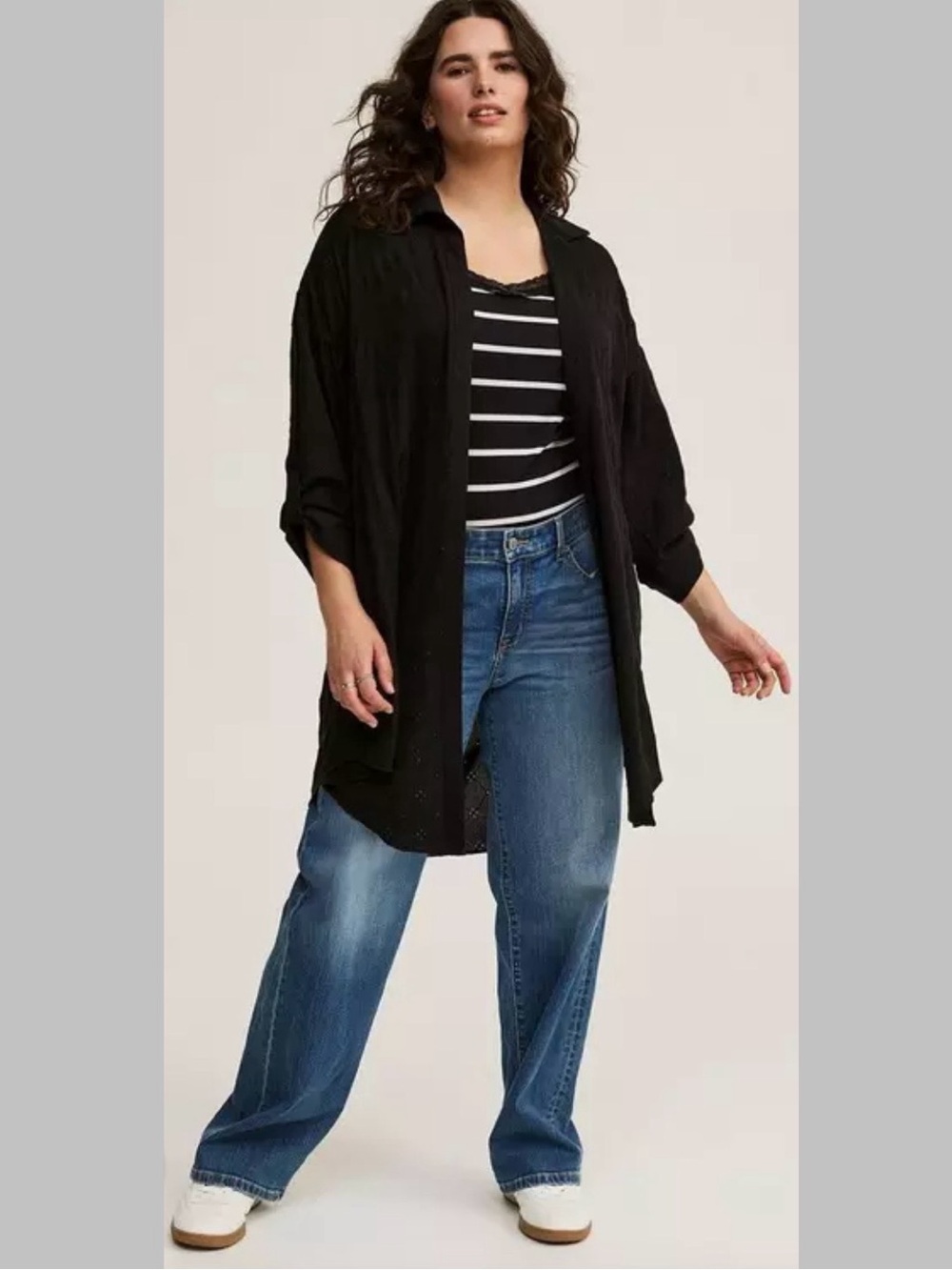 Torrid Black Oversized Open Front Shirt Kimono Top Size 2X